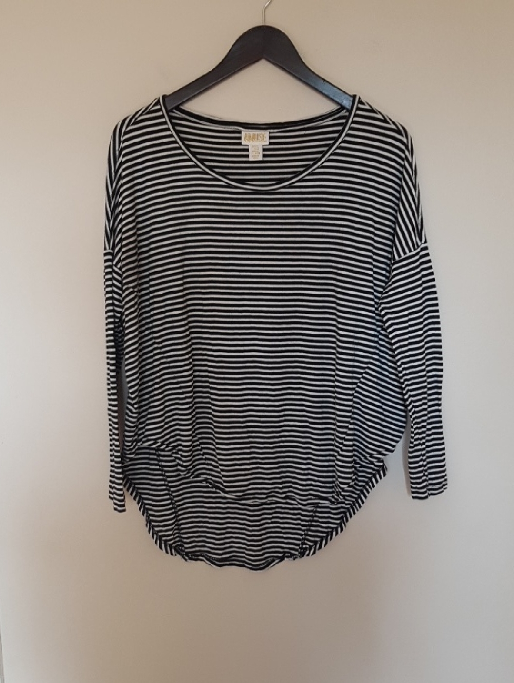 AMUSE Black & White Striped Long Sleeve Top